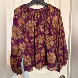 Flying Tomato Purple Floral Blouse